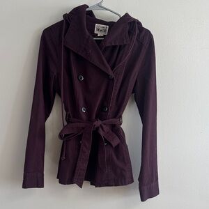 Converse All star hooded jacket with belt  Women's Burgundy Coat